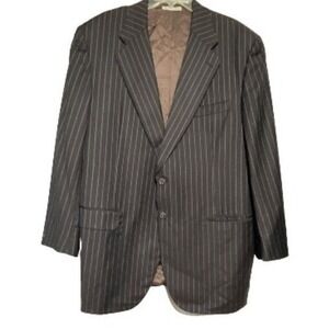 Belvest Stanley Korshak Mens Blazer Super 150s Wool Pinstripe Grey Italy 48L‎